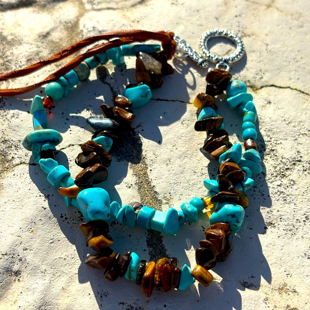 Bracelet 8 inch Turquoise and Tigers Eye New